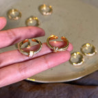 Yellow goldmother-of-pearl ring / Adjustable opening