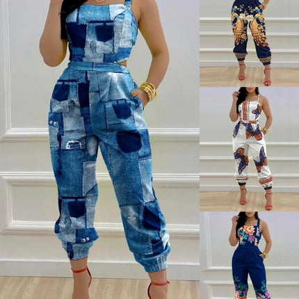 High Waist Lace-Up Leggings Jumpsuit