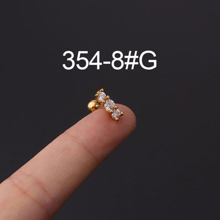 Stainless steel ear bone nail zircon