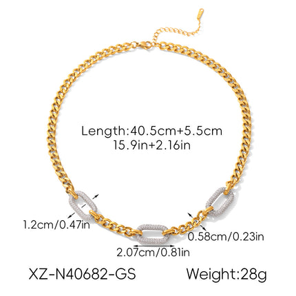 Coarse chain necklace with full diamonds