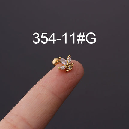 Stainless steel ear bone nail zircon