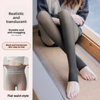 Flat Waist Black Sheer Footed / 220 Fleece-lined Plus Size