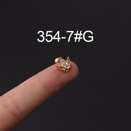 Stainless steel ear bone nail zircon