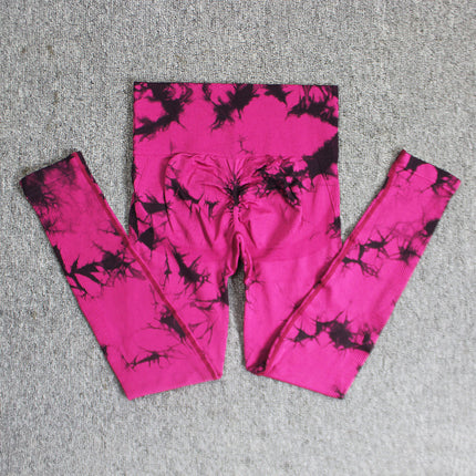 Seamless smiley face tie-dye yoga pants