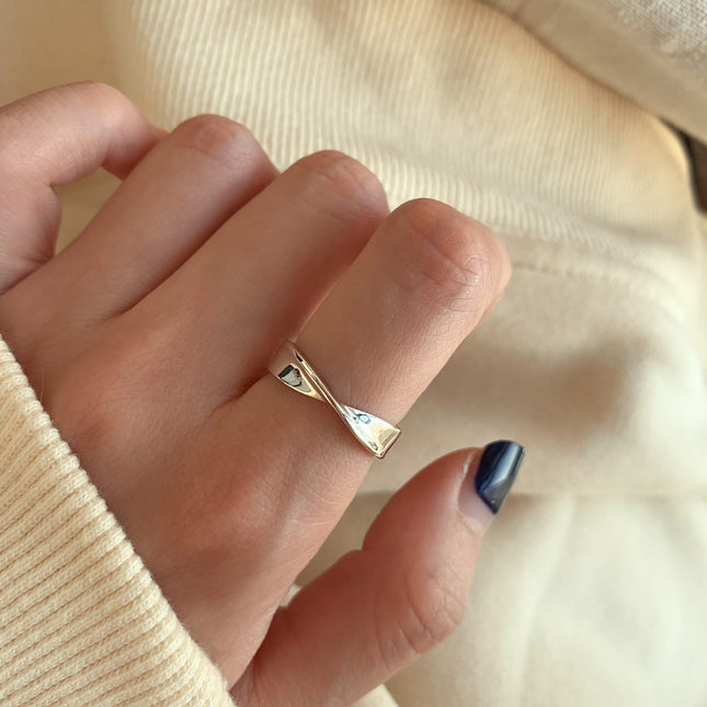 Adjustable Geometric Sterling Silver Ring