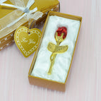 Golden stem red crystal / Silver gift box packaging