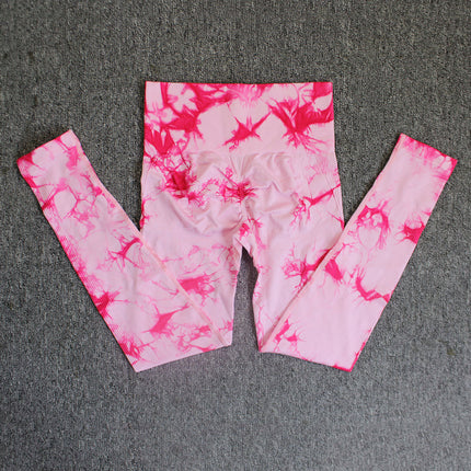 Seamless smiley face tie-dye yoga pants