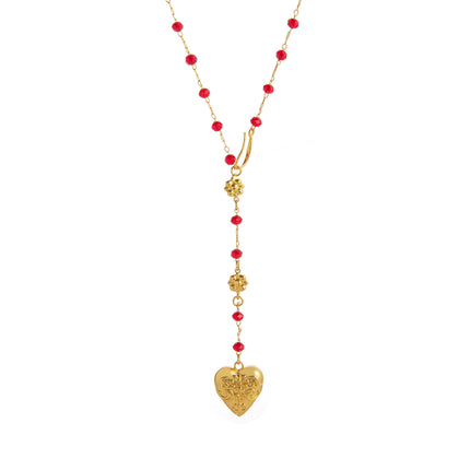 Vintage Heart Pendant Necklace with 18K Gold Plating