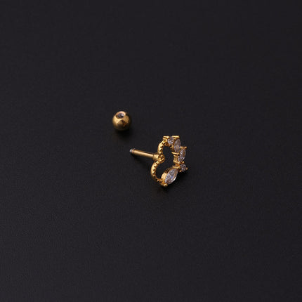 Stainless steel ear bone nail zircon