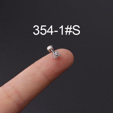 Stainless steel ear bone nail zircon