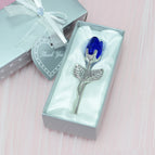 Silver rod blue crystal / Gold gift box packaging