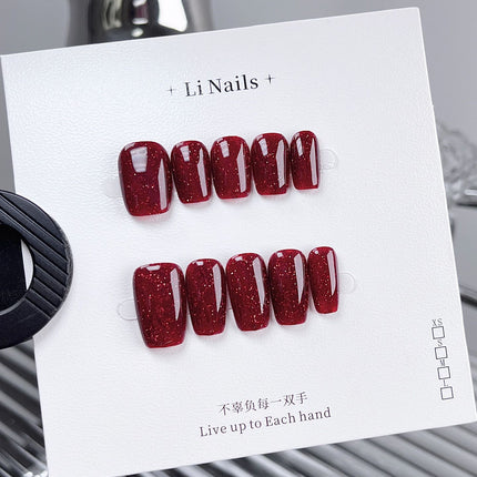 Reusable Handmade Nail Art Patches with Red Diamonds