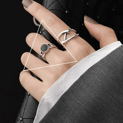 Adjustable Geometric Sterling Silver Ring
