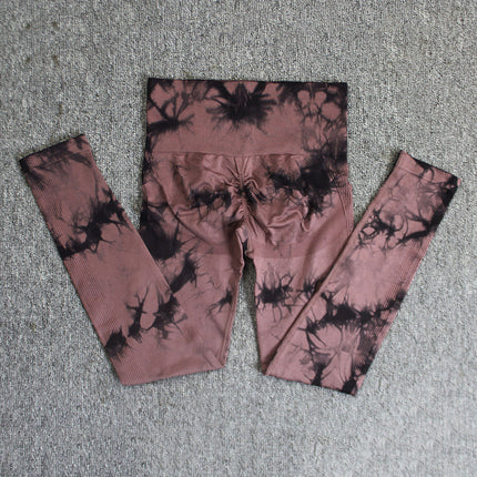 Seamless smiley face tie-dye yoga pants