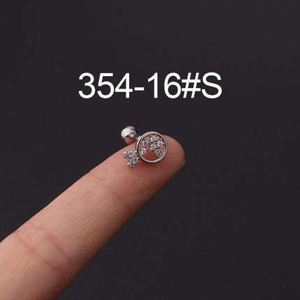 Stainless steel ear bone nail zircon