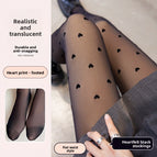 Flat Waist Black Sheer Heart / 220 Fleece-lined One Size