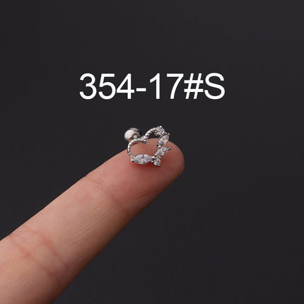 Stainless steel ear bone nail zircon