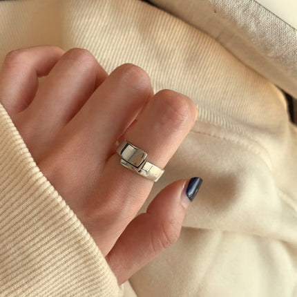 Adjustable Geometric Sterling Silver Ring