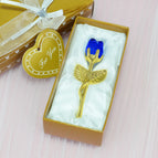 Gold rod blue crystal / Silver gift box packaging
