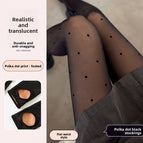 Flat Waist Black Polka Dot Footed / 320 Thick Fleece One Size