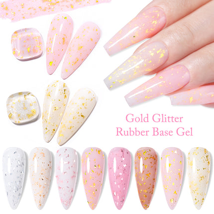 Gold Glitter Rubber Base Gel Nail Polish