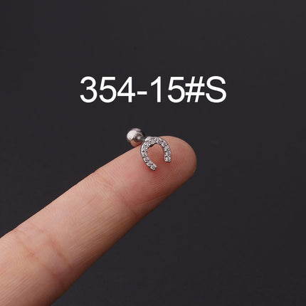Stainless steel ear bone nail zircon