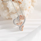 Platinum rose gold heart necklace