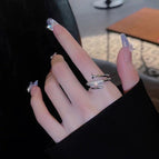 Three-layer zircon nail ring silver / Opening is adjustable