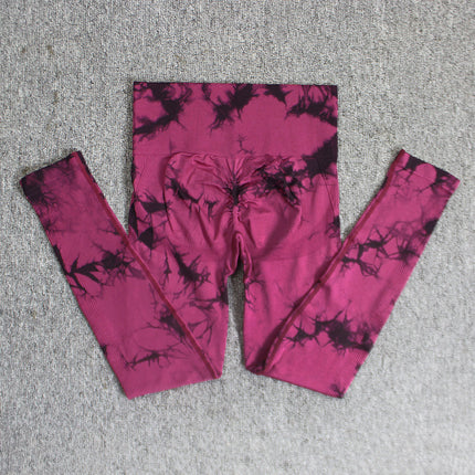 Seamless smiley face tie-dye yoga pants