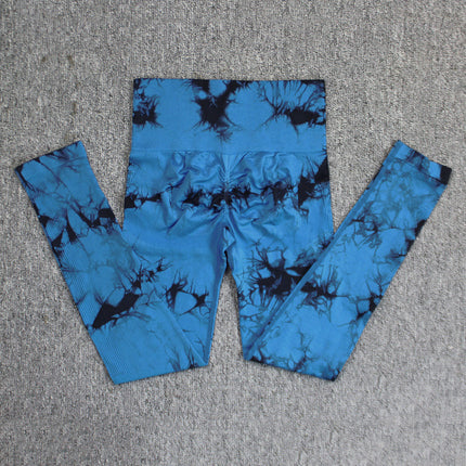Seamless smiley face tie-dye yoga pants