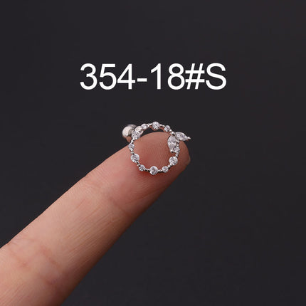 Stainless steel ear bone nail zircon