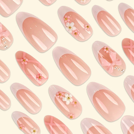 Floral white edge French nail art stickers