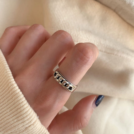 Adjustable Geometric Sterling Silver Ring