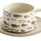 Cup Saucer Spoon Set Little Fish / 201-300ml