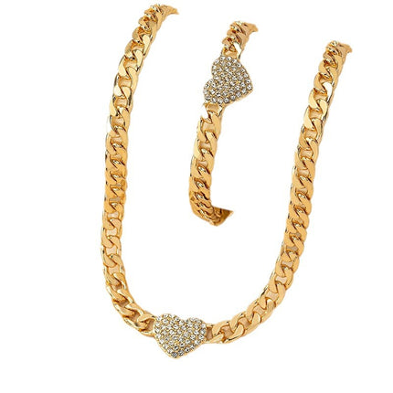 French Retro Fashion Commuter Diamond Love Bracelet Necklace suit