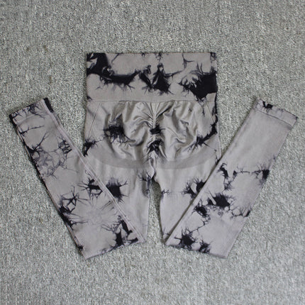 Seamless smiley face tie-dye yoga pants