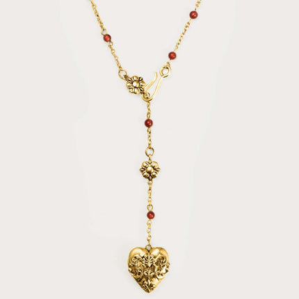 Vintage Heart Pendant Necklace with 18K Gold Plating