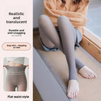 Flat Waist Gray Sheer Footed / 320 Thick Fleece Plus Size