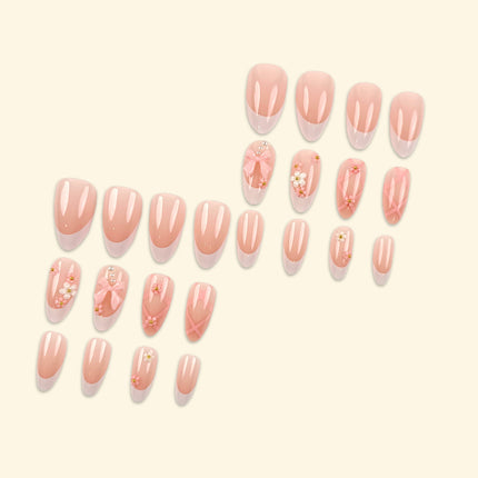 Floral white edge French nail art stickers
