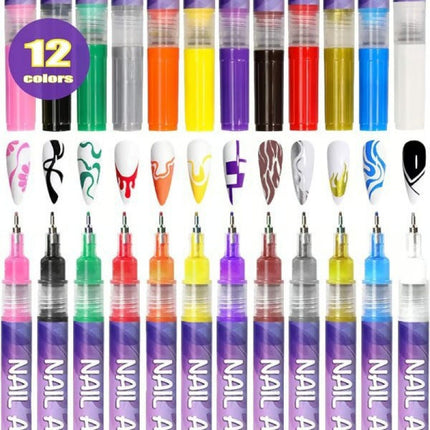 12 Colors Nail Art Pens Set