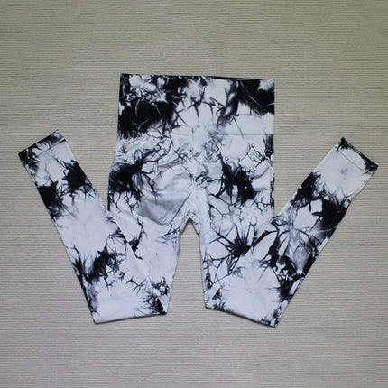 Seamless smiley face tie-dye yoga pants
