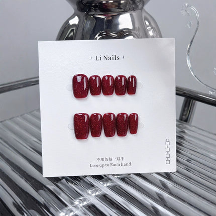 Reusable Handmade Nail Art Patches with Red Diamonds