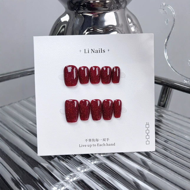 Reusable Handmade Nail Art Patches with Red Diamonds