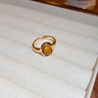 5 Ring Gold Round Tiger Eye