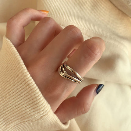 Adjustable Geometric Sterling Silver Ring