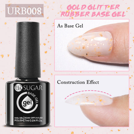 Gold Glitter Rubber Base Gel Nail Polish