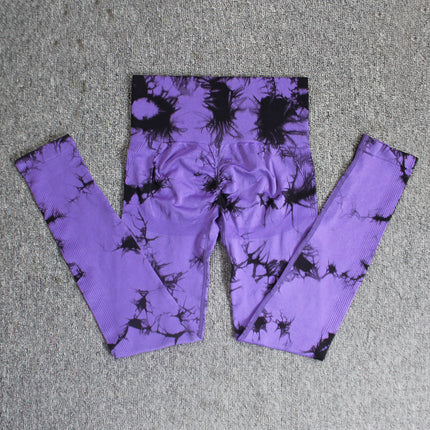 Seamless smiley face tie-dye yoga pants