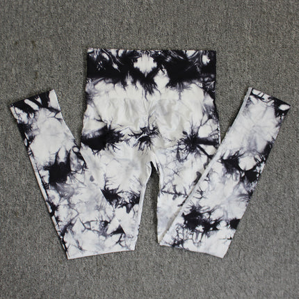 Seamless smiley face tie-dye yoga pants