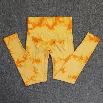 Seamless smiley face tie-dye yoga pants