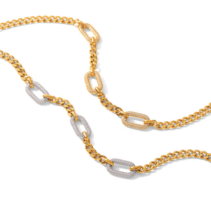 Coarse chain necklace with full diamonds